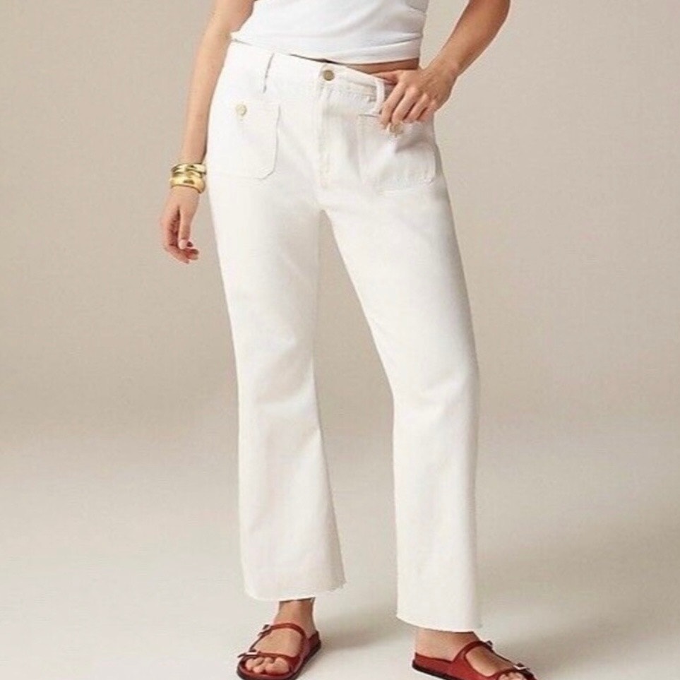 J Crew Relaxed Sailor Demi Boot Cut Denim Jean Women's 26 White